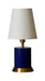 Geo 12 Inch Cylinder Mini Accent Lamp in Navy Blue with Weathered Brass accents with Linen Hardback