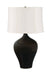 Scatchard 25 Inch Table Lamp in Brown Gloss with Fine Linen Softback Shade