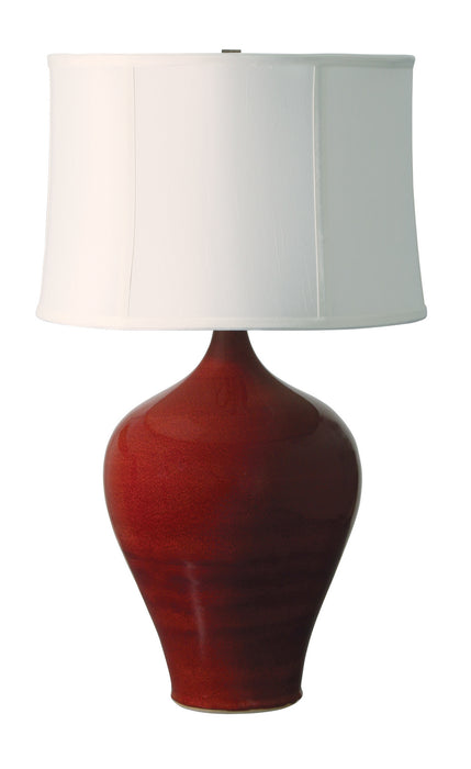 Scatchard 25 Inch Table Lamp in Copper Red with Fine Linen Softback Shade