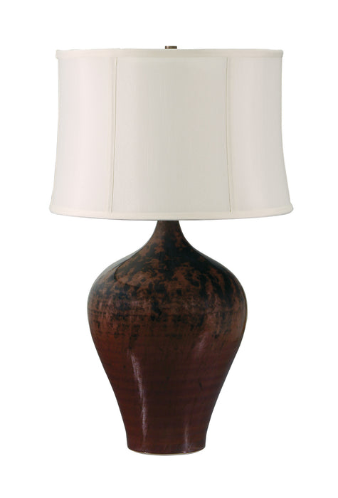 Scatchard 25 Inch Table Lamp in Decorated Red with Fine Linen Softback Shade