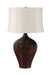 Scatchard 25 Inch Table Lamp in Decorated Red with Fine Linen Softback Shade
