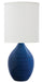 Scatchard 20.5 Inch Stoneware Table Lamp in Blue Gloss with White Linen Hardback