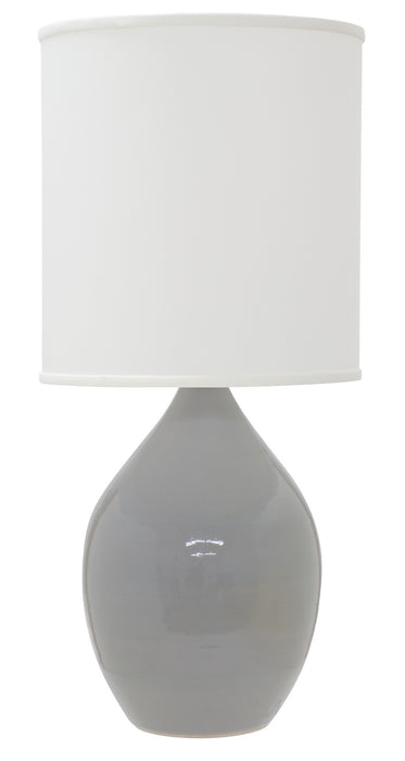 Scatchard 20.5 Inch Stoneware Table Lamp in Gray Gloss with White Linen Hardback