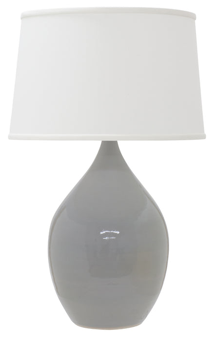 Scatchard 18.5 Inch Stoneware Table Lamp in Gray Gloss with White Linen Hardback