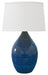 Scatchard 18.5 Inch Stoneware Table Lamp in Midnight Blue with White Linen Hardback