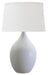 Scatchard 18.5 Inch Stoneware Table Lamp in White Matte with White Linen Hardback