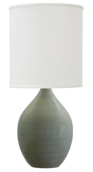 Scatchard 24 Inch Stoneware Table Lamp in Celadon with White Linen Hardback