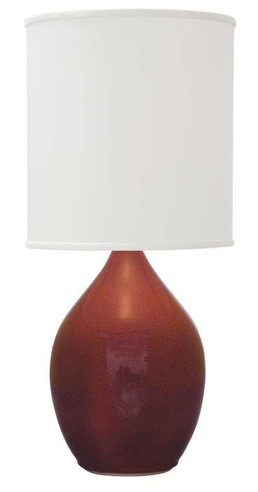 Scatchard 24 Inch Stoneware Table Lamp in Crimson Red with White Linen Hardback