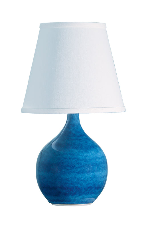 Scatchard 13.5 Inch Mini Accent Lamp in Blue Gloss with White Linen Hardback