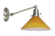 Otis Industrial Wall Lamp-Direct Wire Only in Satin Nickel with Glass Shade