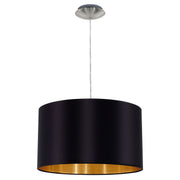 Maserlo 1x60W Pendant With Satin Nickel Finish & Black & Gold Shade