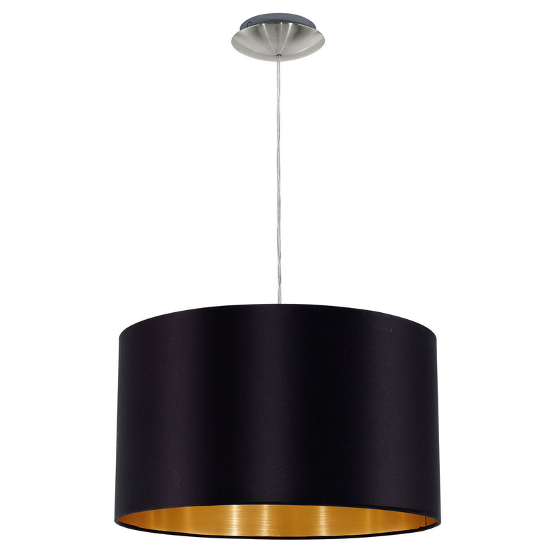 Maserlo 1x60W Pendant With Satin Nickel Finish & Black & Gold Shade