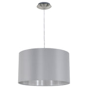 Maserlo 1x60W Pendant With Satin Nickel Finish & Grey & Silver Shade