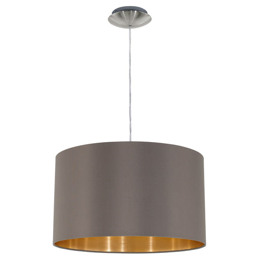Maserlo 1x60W Pendant With Satin Nickel Finish & Cappucino & Gold Shade