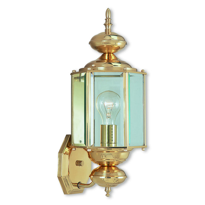 Basics 1 Light Outdoor Wall Lantern in Polished Brass