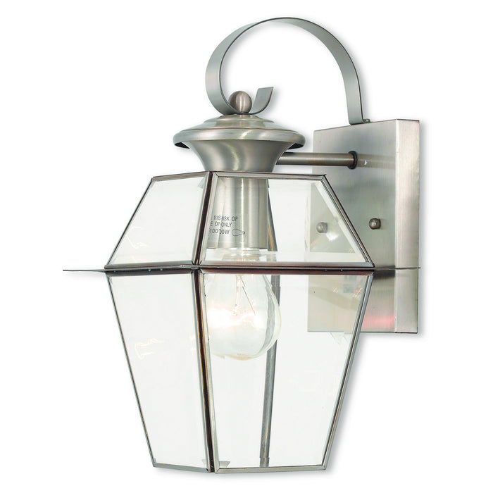 Westover 1 Light Outdoor Wall Lantern in Brushed Nickel