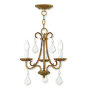 Daphne 3 Light Mini Chandelier in Antique Gold Leaf