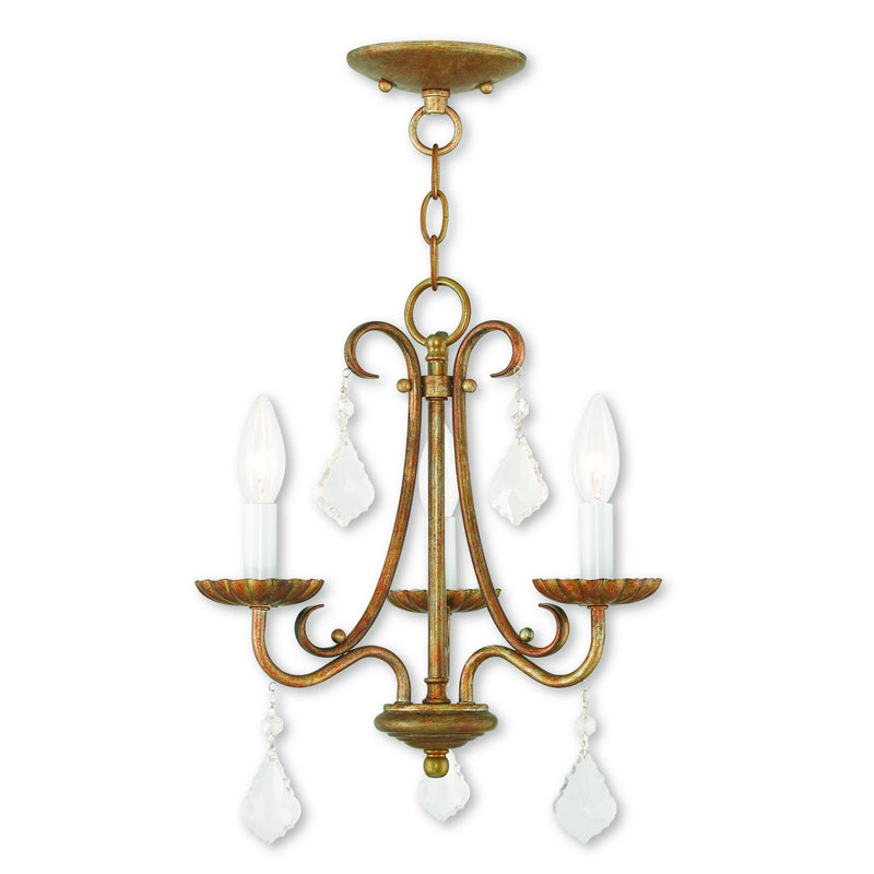 Daphne 3 Light Mini Chandelier in Antique Gold Leaf