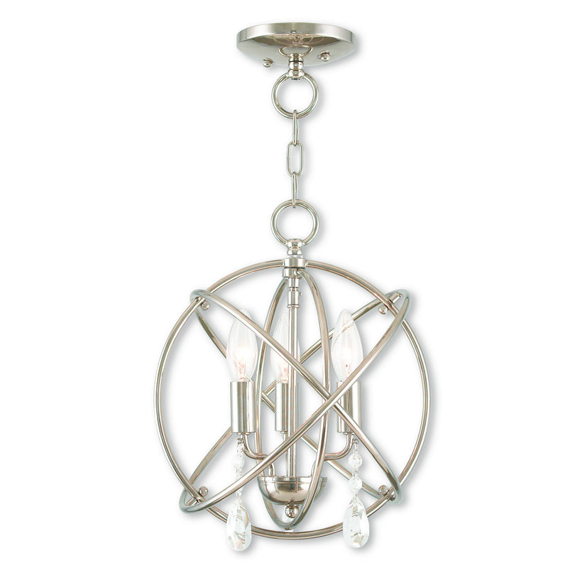 Aria 3 Light Convertible Mini Chandelier/Ceiling Mount in Polished Nickel