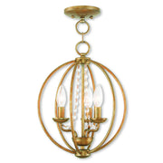 Arabella 3 Light Convertible Mini Chandelier/Ceiling Mount in Antique Gold Leaf