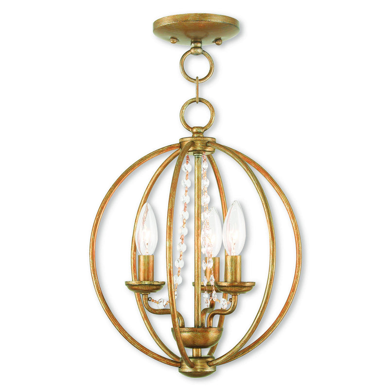Arabella 3 Light Convertible Mini Chandelier/Ceiling Mount in Antique Gold Leaf