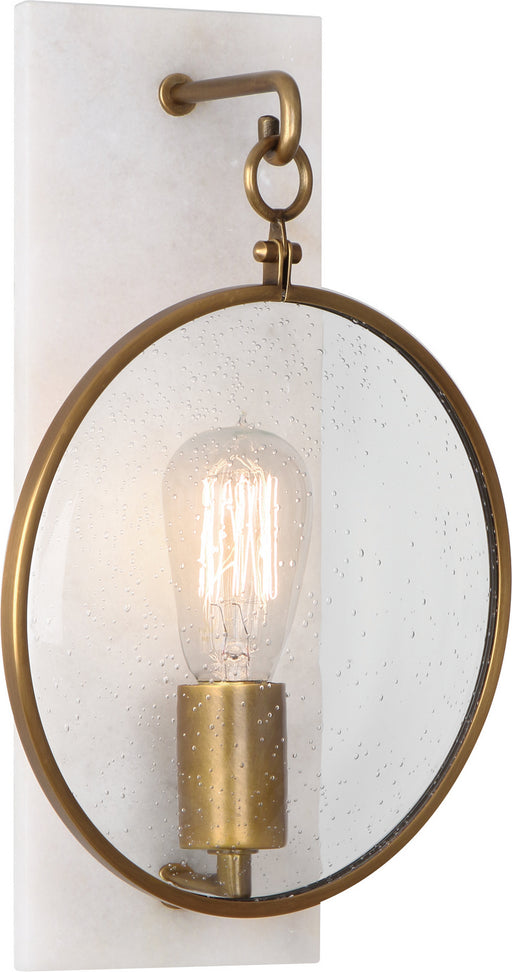 Fineas Wall Sconce in Aged Brass Finish with Clear Seeded Glass Lens - Lamps Expo