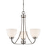 Ashton 3 Light Chandelier in Brushed Nickel with Matte Opal Glass