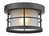 Exterior Additions 1 Light Outdoor Flush Mount in Black with White Seedy Glass