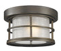 Exterior Additions 1 Light Outdoor Flush Mount in Oil Rubbed Bronze with White Seedy Glass