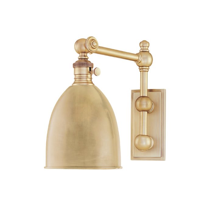 Roslyn 1 Light Wall Sconce in Aged Brass with Aged Brass Shade