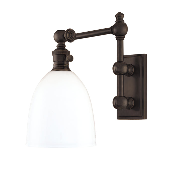 Roslyn 1 Light Wall Sconce in Old Bronze with Opal Glossy Glass Shade
