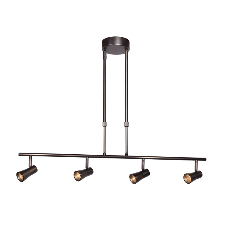 Sleek 4-Light Dimmable LED Spotlight Pendant in Bronze Finish