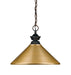 Shark 1 Light Pendant in Olde Bronze with Satin Gold Shade