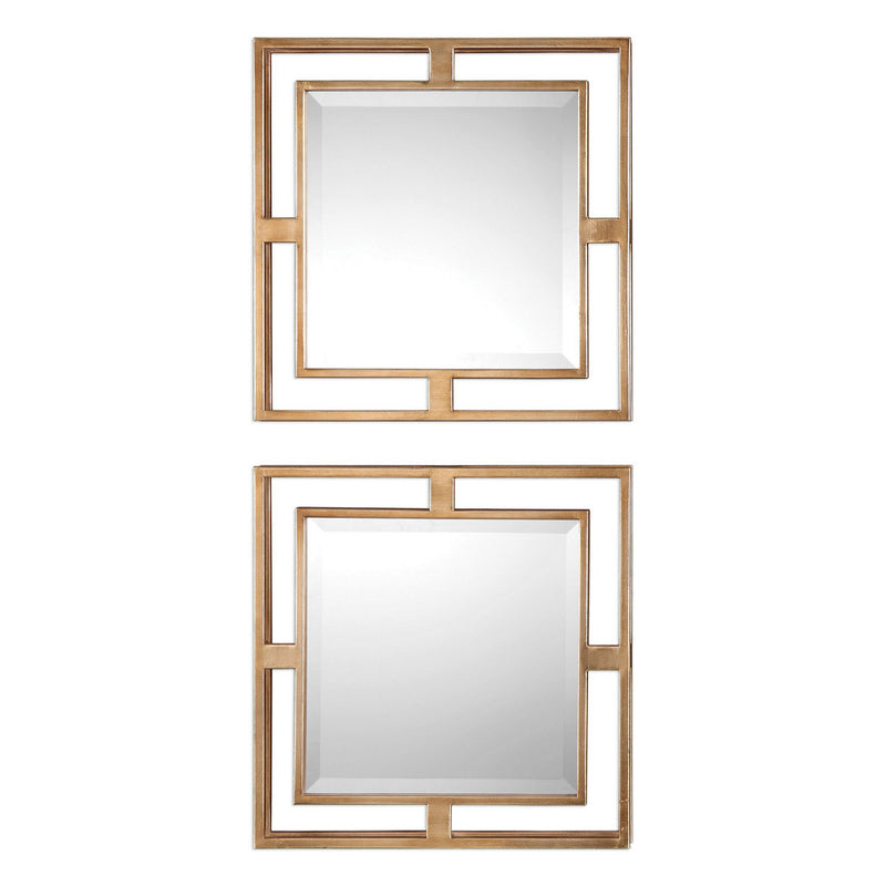 Uttermost's Allick Gold Square Mirrors S/2 Designed by Grace Feyock