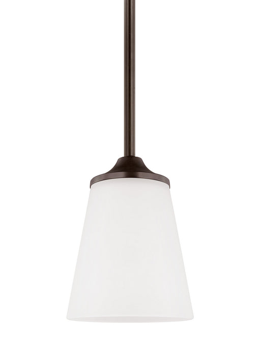 Hanford One Light Mini-Pendant in Burnt Sienna with Satin Etched�Glass