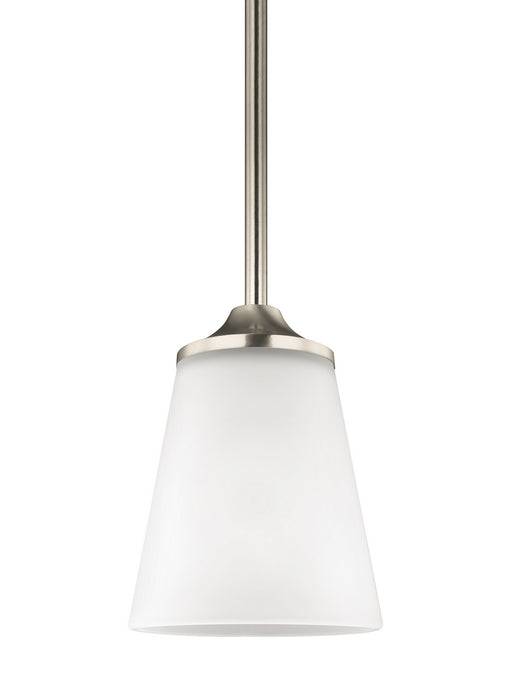 Hanford One Light Mini-Pendant in Brushed Nickel with Satin Etched�Glass