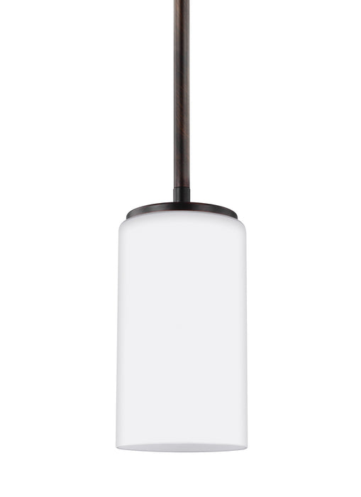 Hettinger One Light Mini-Pendant in Burnt Sienna with Etched / White Inside�Glass