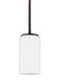 Hettinger One Light Mini-Pendant in Burnt Sienna with Etched / White Inside�Glass