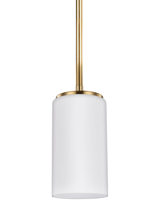 Alturas One Light Mini-Pendant in Satin Bronze with Etched / White Inside�Glass