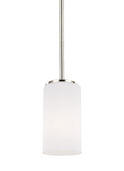 Alturas One Light Mini-Pendant in Brushed Nickel with Etched / White Inside�Glass