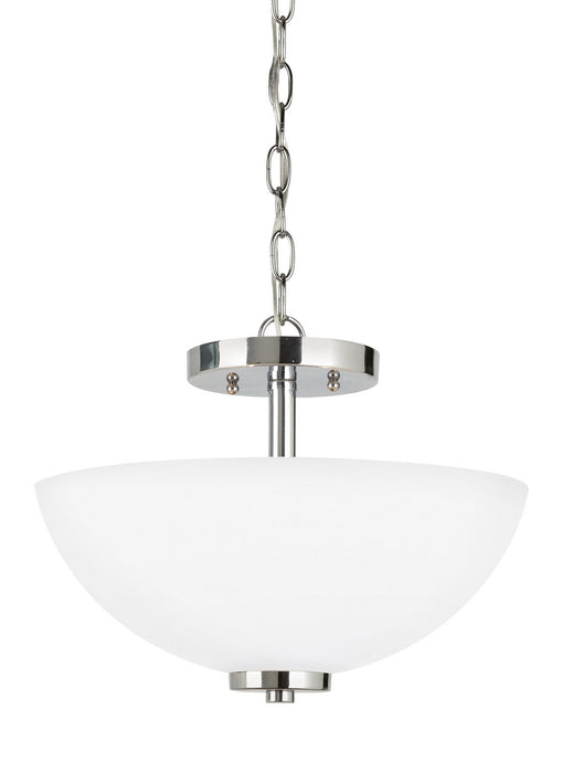 Oslo Two Light Semi-Flush Convertible Pendant in Chrome with Etched / White Inside�Glass