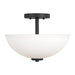 Oslo Two Light Semi-Flush Convertible Pendant in Blacksmith with Etched / White Inside�Glass