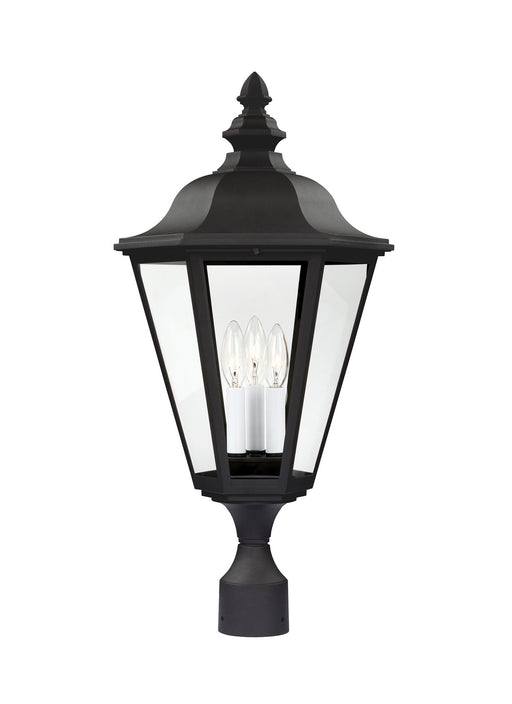 Brentwood Three Light Outdoor Post Lantern in Black with Clear�Glass