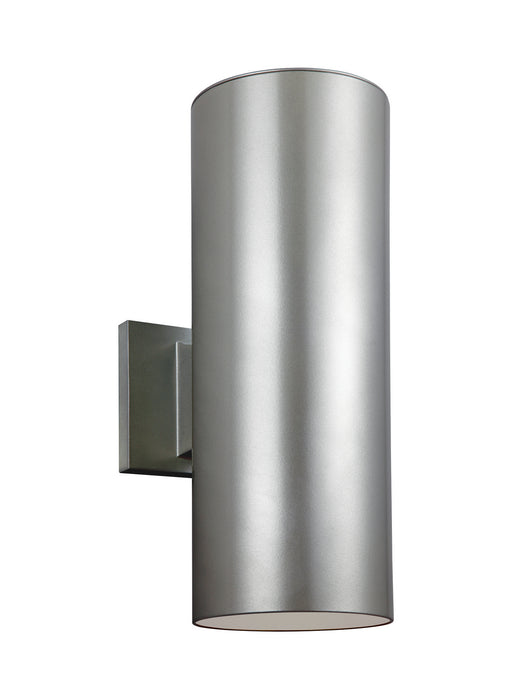 Two Light Outdoor Wall Lantern in Painted Brushed Nickel with Tempered Glass�Glass