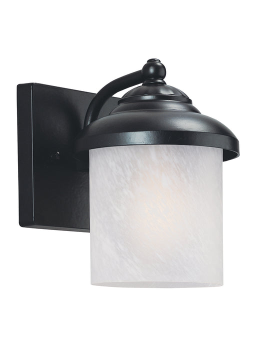 Yorktown Small One Light Outdoor Wall Lantern in Black with Swirled Marbleize Glass - Lamps Expo