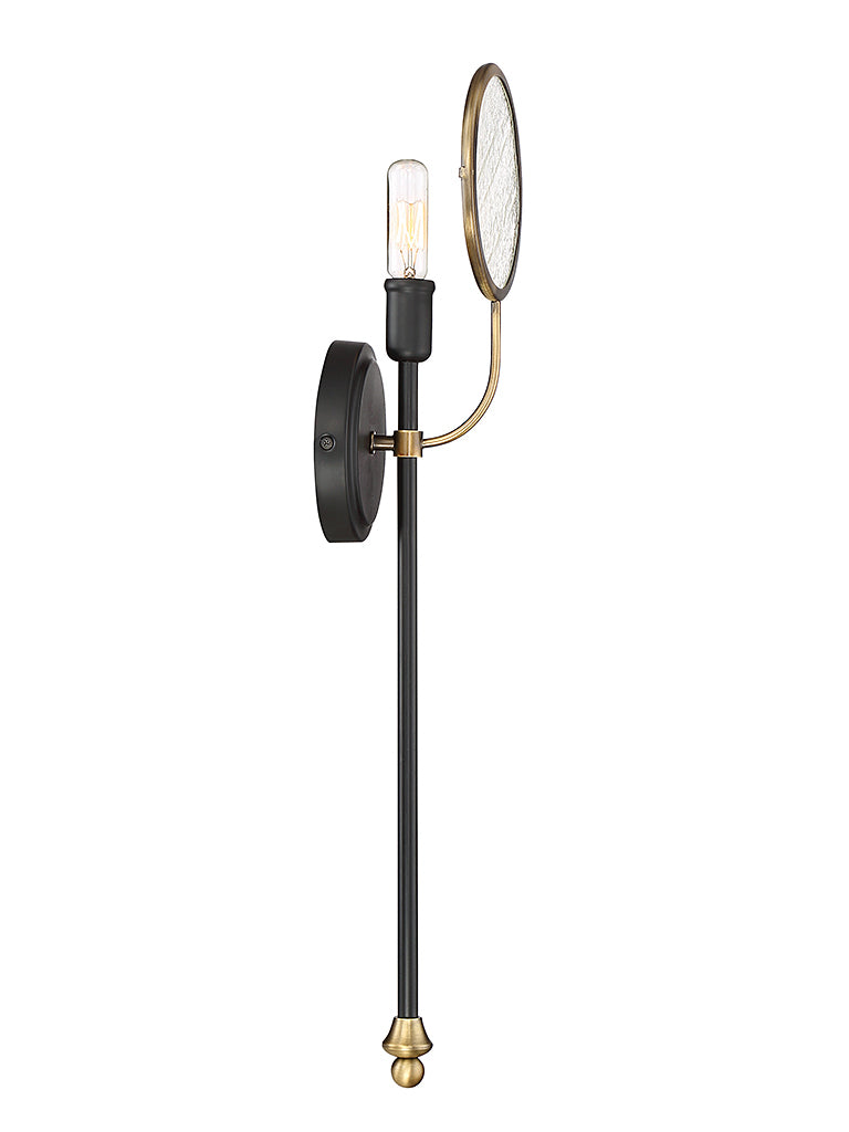 Oberyn 1-Light Sconce in Vintage Black with Warm Brass