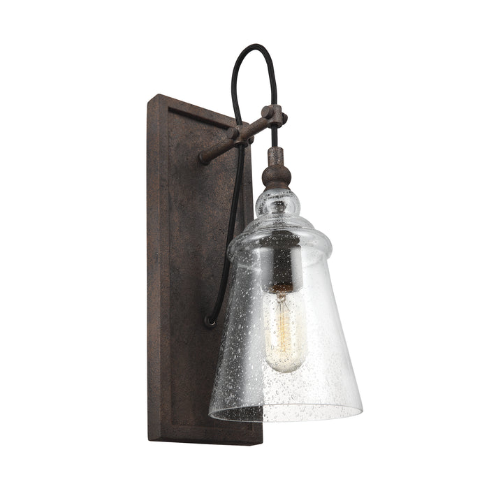 Loras Bath Sconce in Dark Weathered Iron with Clear Seeded�Glass