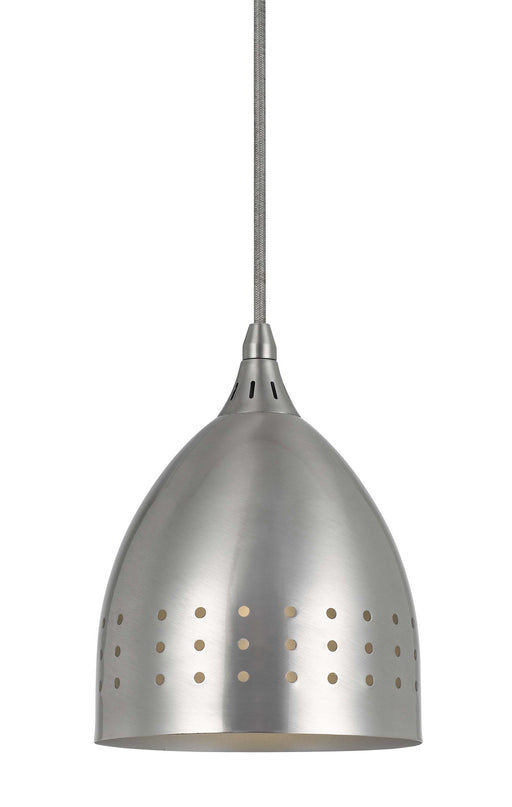 One Light Pendant In Brushed Steel With Brushed Steel Glass