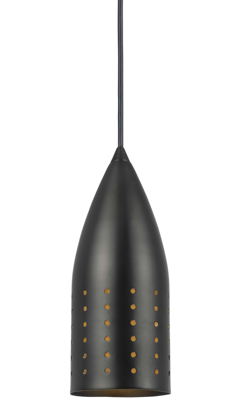 One Light Pendant In Brushed Steel With Oil Rubbed Bronze Glass