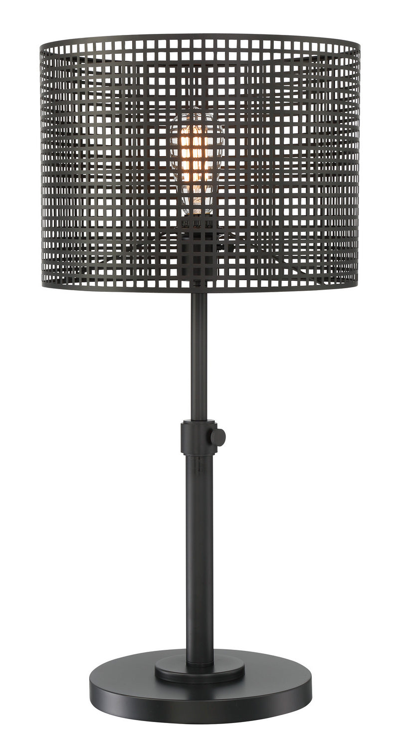 Hamilton Table Lamp in Black Mesh Metal Shade, E27 Vintage Bulb 60W